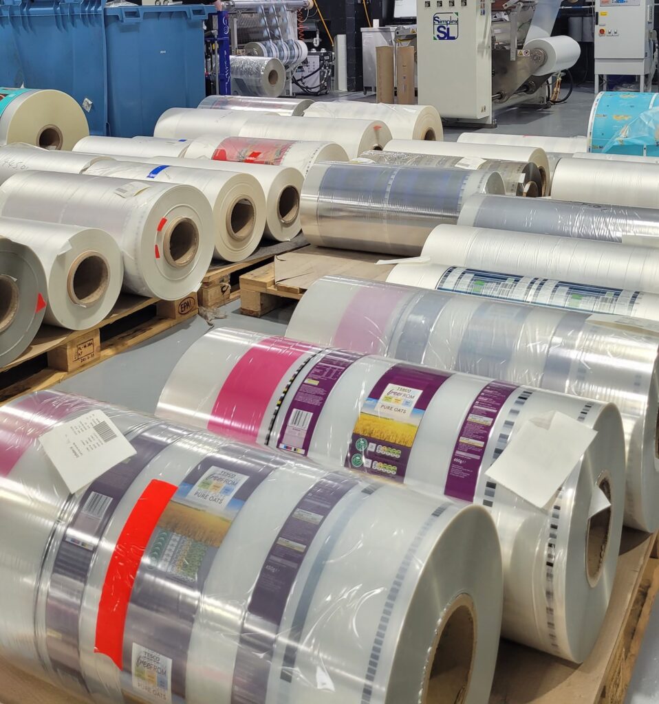 rolls of plastic printing paper